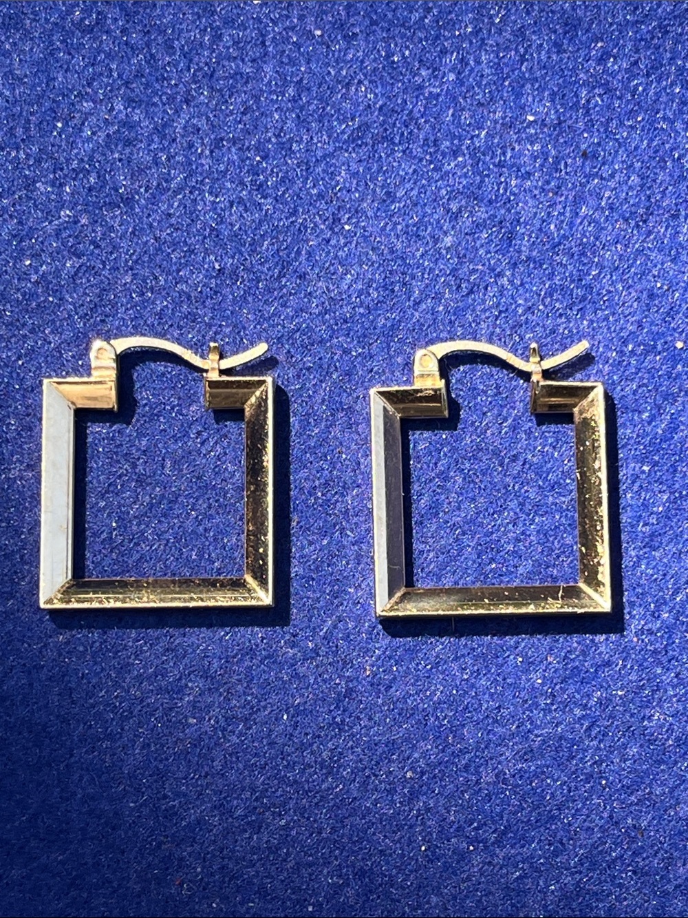 14K Gold Rectangular Earrings - Picture 2 of 7
